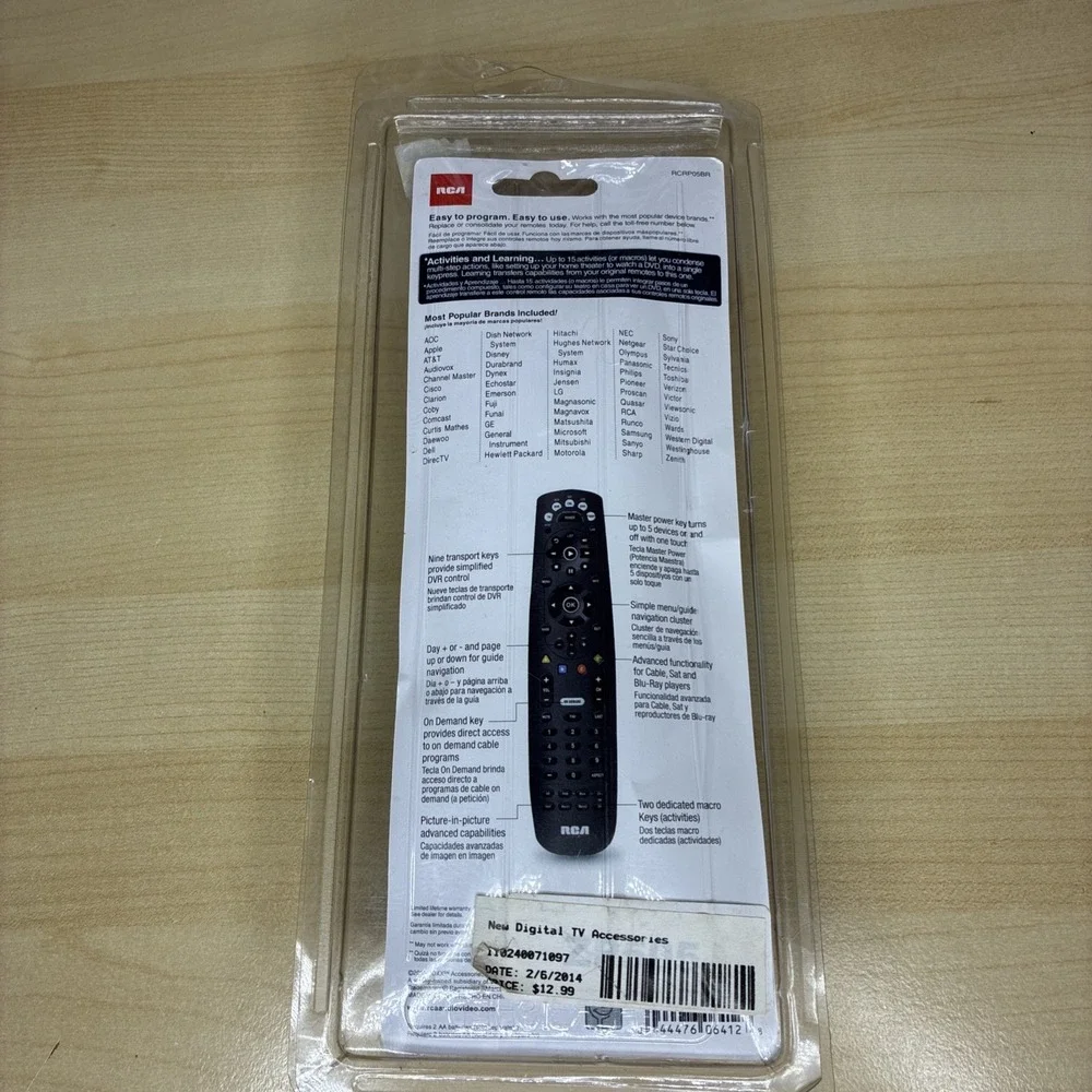 RCA RCRP05BR 5 Device Cable Replacement Universal Remote (Black) SEALED NEW!!